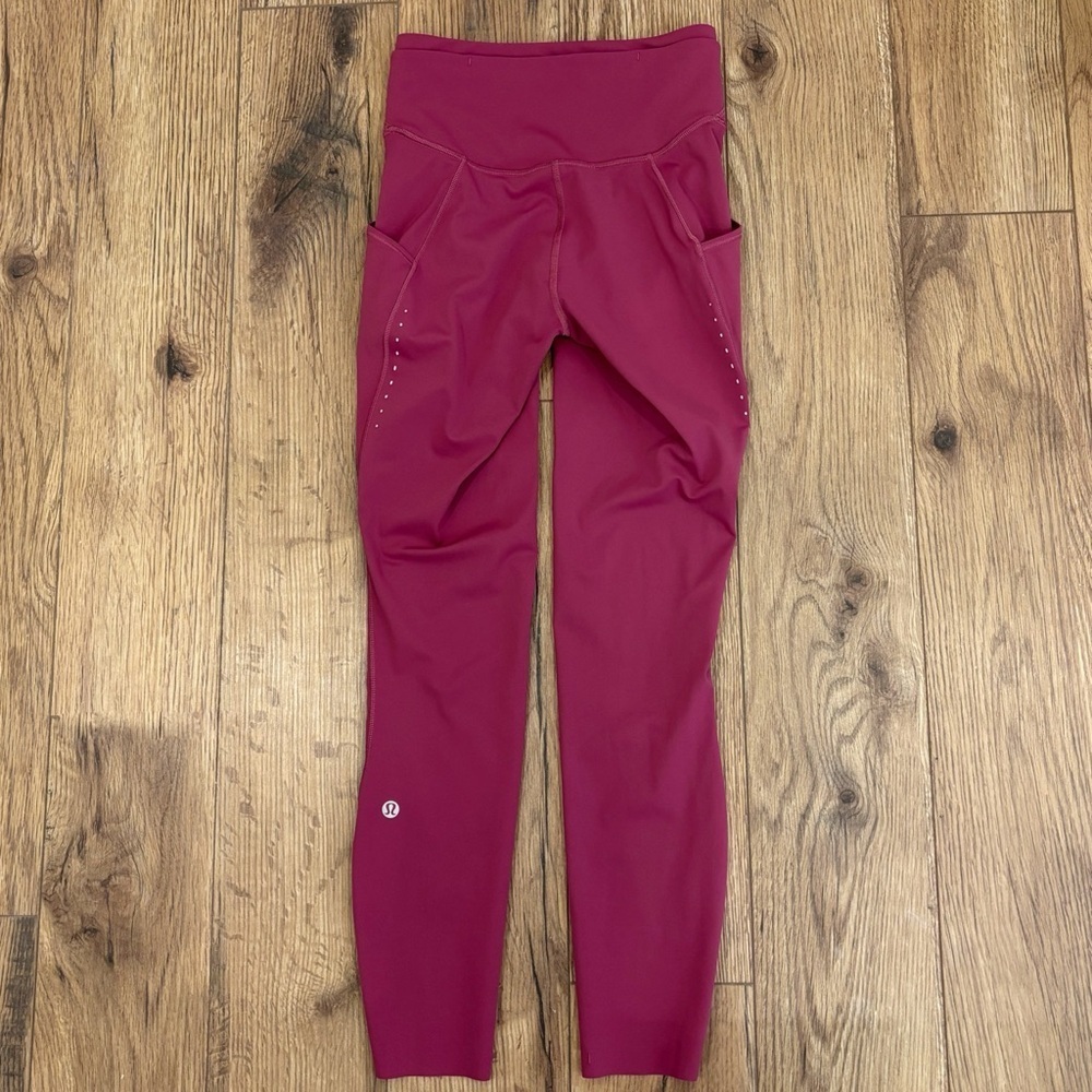 Lululemon Fast And Free High Rise Tight 25" With Pockets In Mauve Size 4